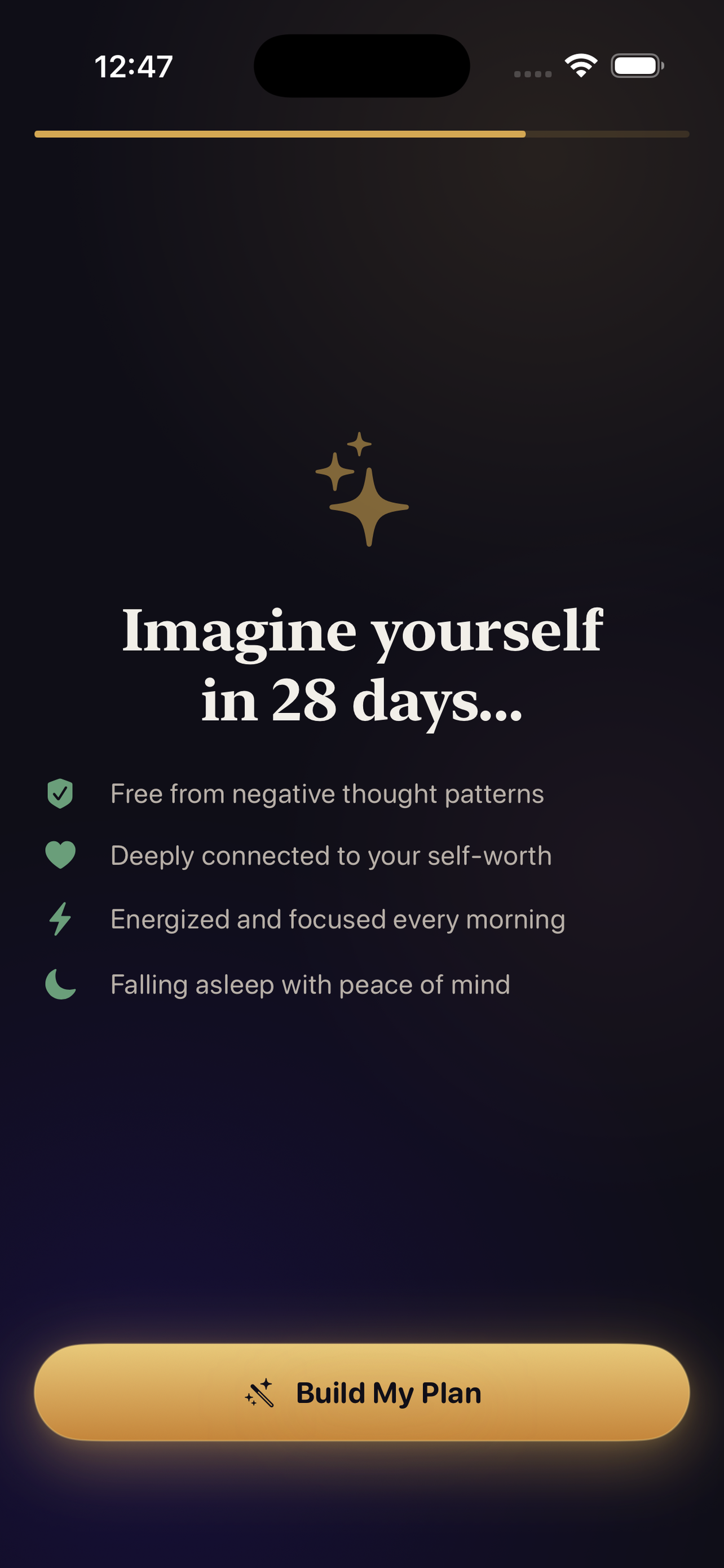 Mindfulness visualization onboarding step